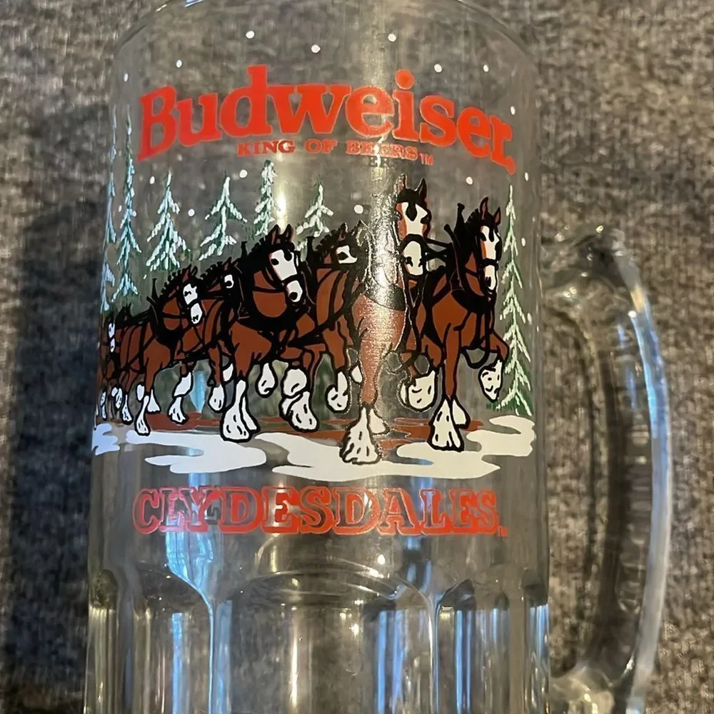 Extra large vintage Budweiser Clydesdales beer stein